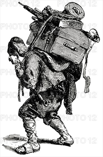Baggage Handler, Constantinople, Turkey, Illustration, Classical Portfolio of Primitive Carriers, by Marshall M. Kirman, World Railway Publ. Co., Illustration, 1895