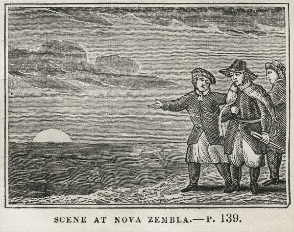 Scene at Nova Zembla, Illustration from the Book, Historical Cabinet, L.H. Young Publisher, New Haven, 1834
