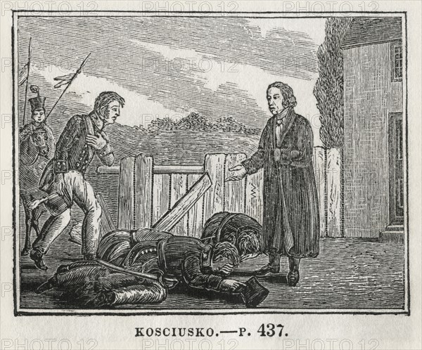 Tadeusz Kosciusko, Illustration from the Book, Historical Cabinet, L.H. Young Publisher, New Haven, 1834