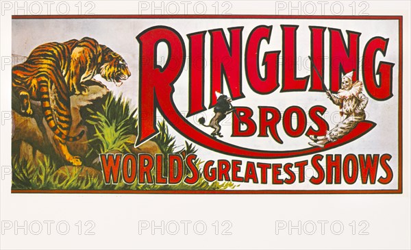 Ringling Bros, World's Greatest Greatest Shows, Circus Poster, Lithograph, early 1900's
