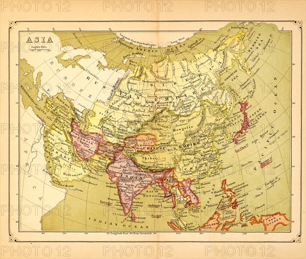 Map of Asia, early 1900's