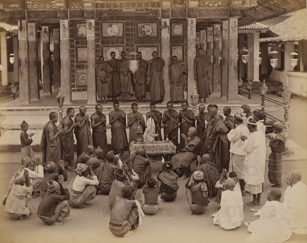 Group of Buddhist Monks in Prayer, Sri Lanka