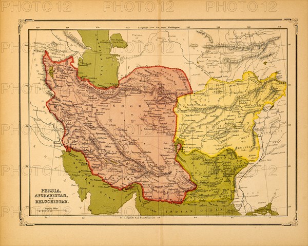 Persia, Afghanistan, Beluchistan, Map, early 1900's