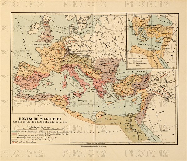 Map, Roman Empire around the middle of the 2nd century AD, Germany