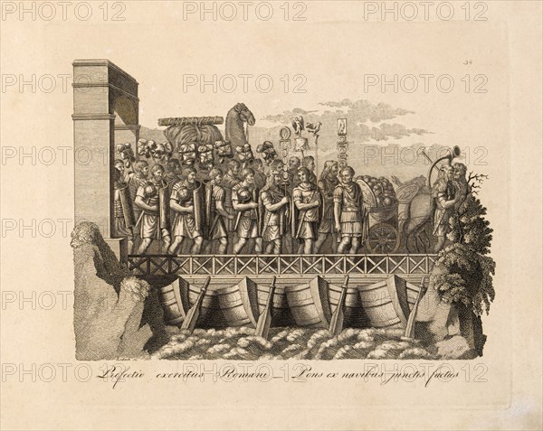 Departure of Roman Army by Battleship, Engraving, 1819