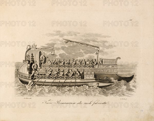Roman Military Ship, Engraving, A. Friese, 1819