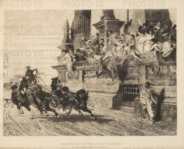 Chariot Race in the Circus Maximus, Engraving from the Original Painting by A. Wagner, Plate 2