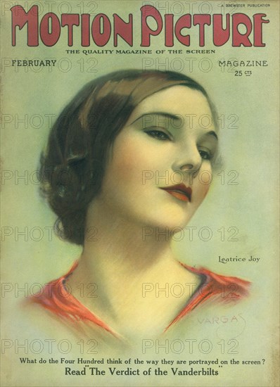 Actress Leatrice Joy, Motion Picture Magazine Cover by Alberto Vargas, February 1924