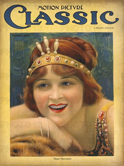 Actress Hope Hampton, Motion Picture Classic Magazine Cover by Benjamin Eggleston, February 1922