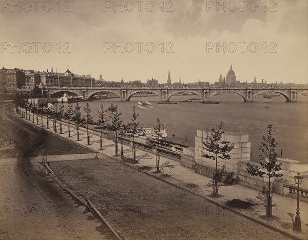 Cityscape and River Thames, London, England, UK, 1890