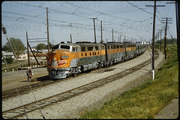 Couple Waiting to Board Western Pacific Train, California, USA, 1962