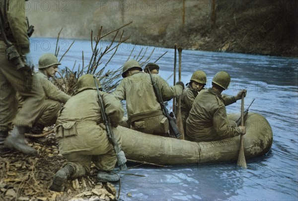 Assault Troops Crossing Our River, Germany, Rhineland Campaign, Germany, 1945