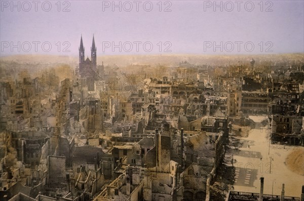 Results of Bombing, Magdeburg, Germany, Central Europe Campaign, Western Allied Invasion of Germany, 1945