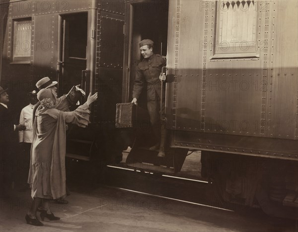 Russell Hardie (on train), on-set of the Film, "In Old Kentucky", MGM, 1935