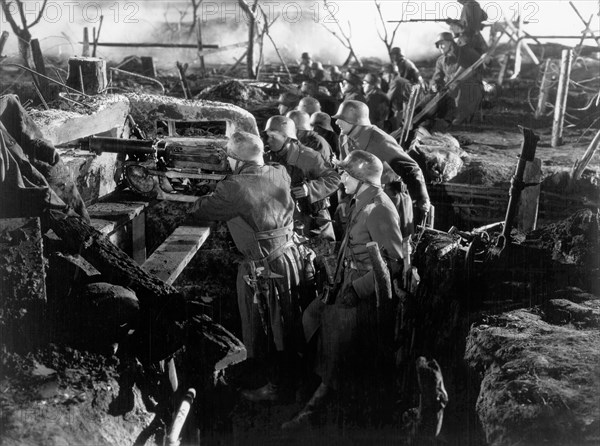 Military Battle Scene, on-set of the Film, "The Road Back", Universal Pictures, 1937