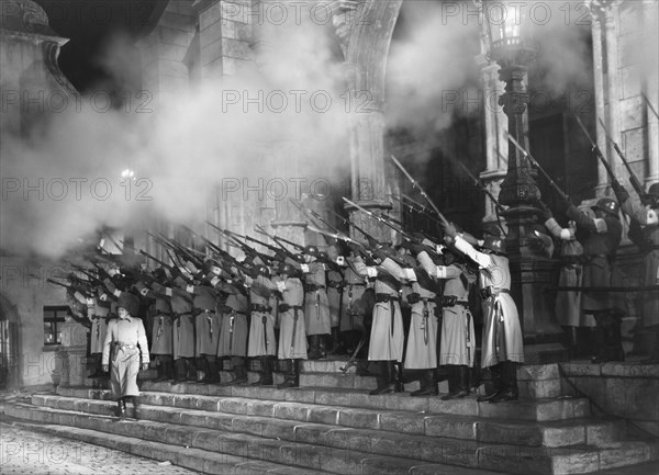 Military Battle Scene, on-set of the Film, "The Road Back", Universal Pictures, 1937