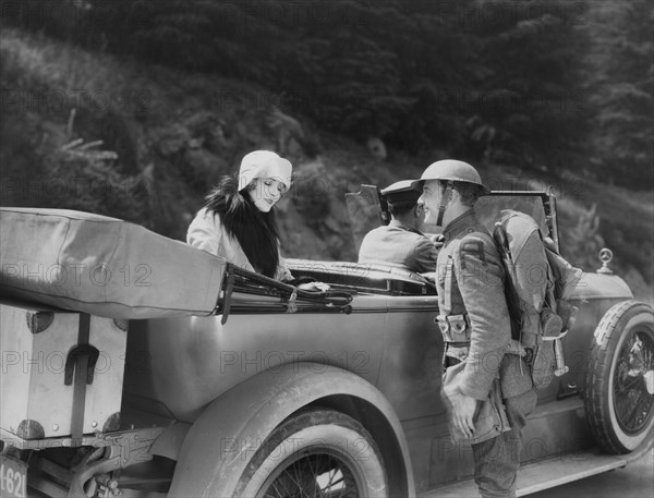 Claire Windsor, Conrad Nagel, on-set of the Silent Film, "Tin Hats", MGM, 1926