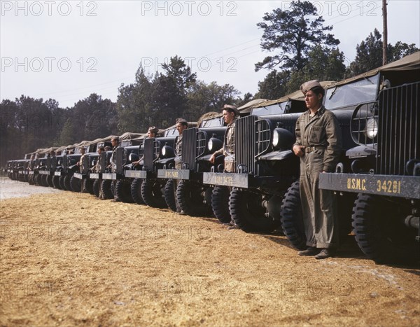 Motor Detachment, Marine Corps New River Air Station, Jacksonville, North Carolina, USA, Alfred T. Palmer for Office of War Information, May 1942