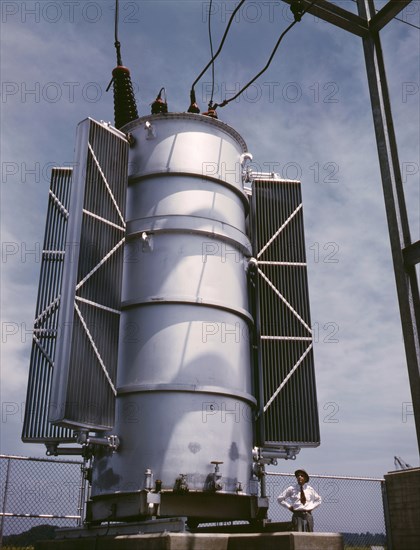 Transformer at TVA's Chickamauga Dam, near Chattanooga, Tennessee, USA, Alfred T. Palmer for Office of War Information, June 1942