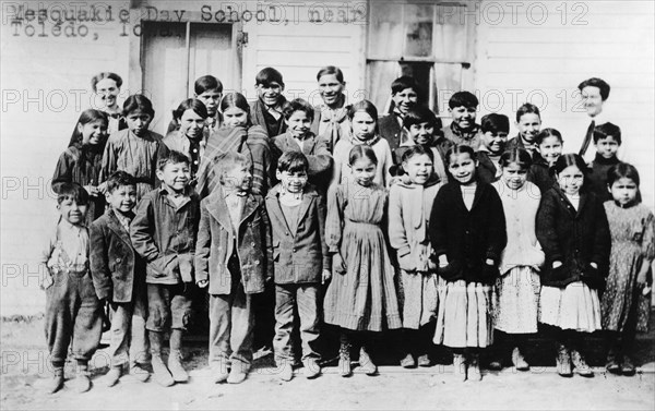 Students Teachers at Mesquakie Day School, Group Portrait, near Toledo, Iowa, USA, National Photo Company, 1910's