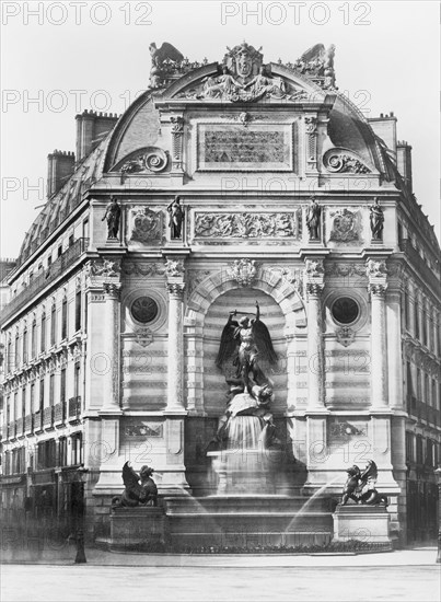 Fontaine Saint-Michel, Paris, France, Silver Albumen Print, Edouard Baldus, 1860's