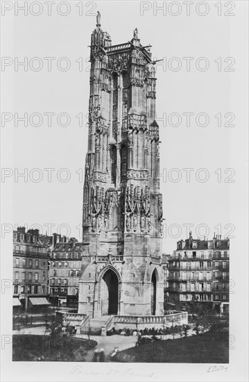 Tour St. Jacques, Paris, France, Silver Albumen Print, Edouard Baldus, 1860's