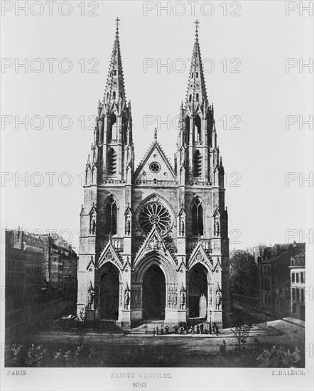 Sainte Clotilde, Paris, France, Silver Albumen Print, Edouard Baldus, 1860's