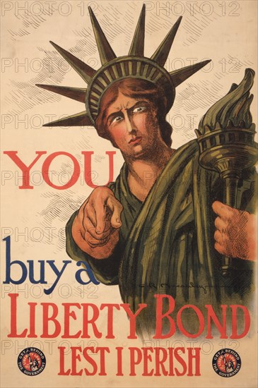 World War I Poster, "Buy a Liberty Bond Lest I Perish", Charles Raymond Macauley, 1917