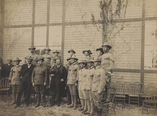 U.S. President Theodore Roosevelt and Rough Riders, Group Portrait, San Antonio, Texas, USA, by Henry Clogenson, April 12, 1905