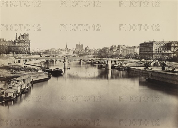 Seine River Looking Toward Notre Dame, Paris, France, Silver Albumen Print, Edouard Baldus, 1860's