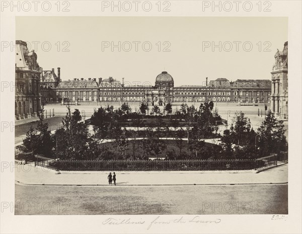 Tuileries from Louvre Museum, Paris, France, Silver Albumen Print, Edouard Baldus, 1860's