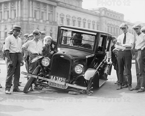 Group of People Surrounding Auto Wreck, Washington DC, USA, National Photo Company, 1923