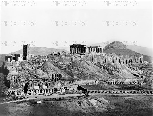 Acropolis from South, Athens, Greece, 1850's