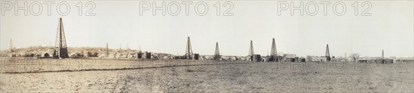 Oil Wells in Field, View from South, Ranger, Texas, USA, Homer T. Harden, 1919