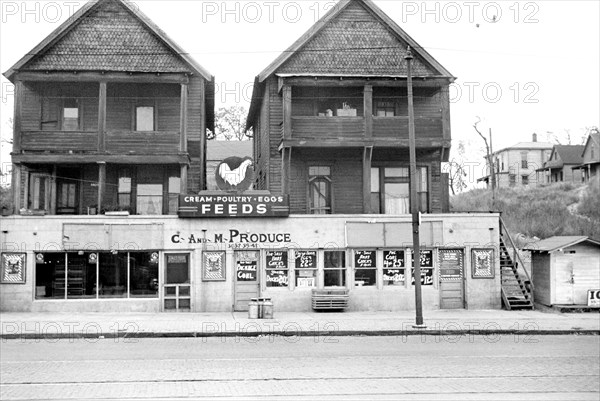 Grocery Store, South Omaha, Nebraska, USA, John Vachon, Farm Security Administration, November 1938