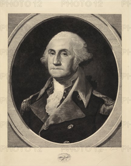 George Washington (1732-99), First President of the United States, Head and Shoulders Portrait, Engraving by Henri Lefort, 1881