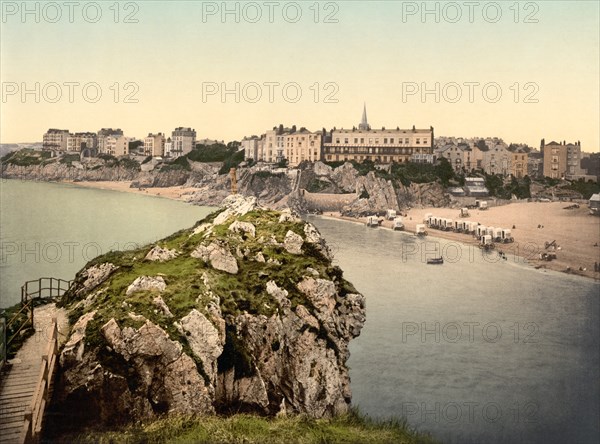 South Sands, Tenby, Wales, UK, Photochrome Print, Detroit Publishing Company, 1905