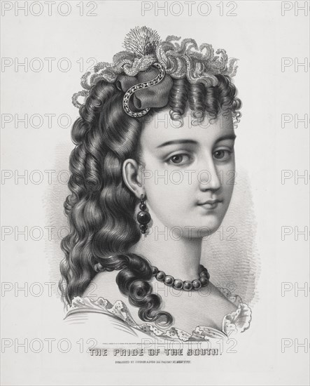 Pride of the South, Head and Shoulder Portrait of Young Woman, Lithograph, Currier & Ives, 1870
