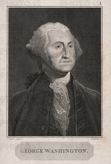 George Washington (1732-99) First President of the United States, Half-Length Portrait, Engraving