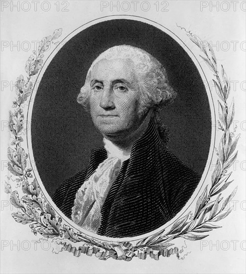 George Washington (1732-99) First President of the United States, Head and Shoulders Portrait, Engraving