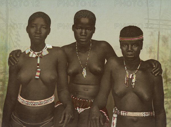 The Three Graces, Zulu Girls, South Africa, Photochrome Print, George Washington Wilson, 1890's
