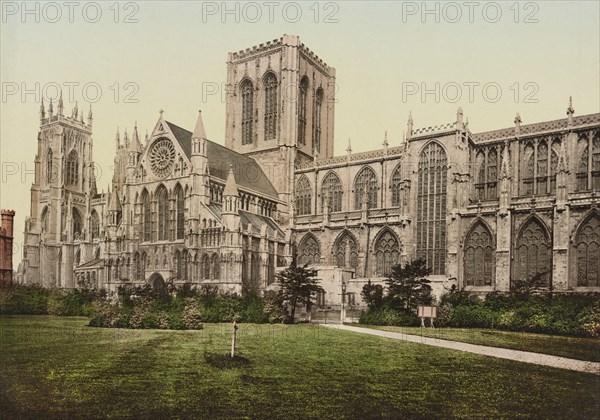 York Minster, South Side, York, England, UK, Photocrhome Print, Detroit Publishing Company, 1900