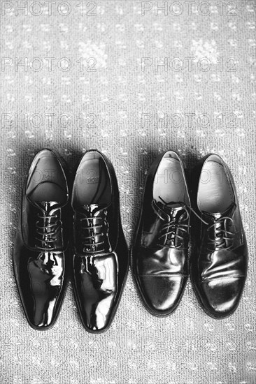 High Angle View of Two Pair of Men's Shoes