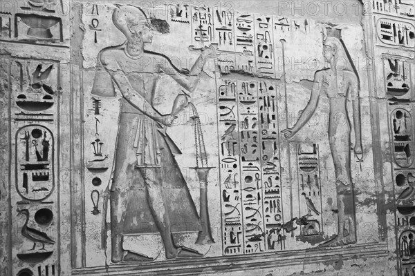 Reliefs, Medinat Habu Temple, Luxor, Egypt