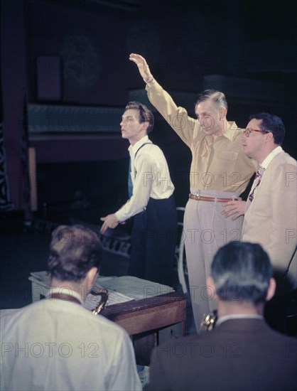 Portrait of Stan Kenton, Pete Rugolo, and Bob Graettinger, Richmond, Virginia, USA, William P. Gottlieb Collection, 1947