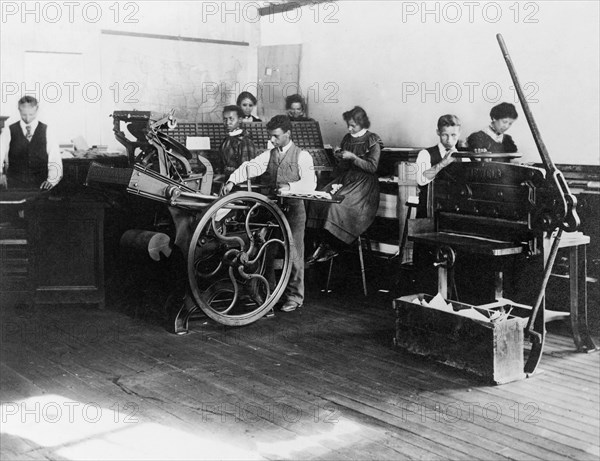 Students Printing with Printing Presses, Claflin University, Orangeburg, South Carolina, USA, 1899