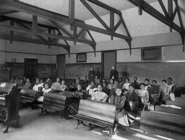 Students and Teacher in Training School, Fisk University, Nashville, Tennessee, USA, 1899