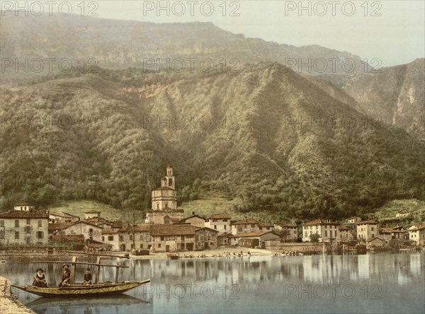 Waterfront, Lake Lugano, Campione, Italy, Photochrome Print, Detroit Publishing Company, 1900