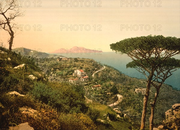 Capri Island viewed from Mount Sorrento, Italy, Photochrome Print, Detroit Publishing Company, 1900