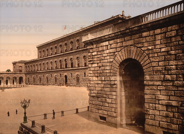 Pitti Palace, Royal Residence, Florence, Italy, Photochrome Print, Detroit Publishing Company, 1900